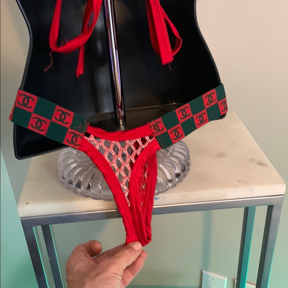 DC Red Mesh Bikini Set - Picture 7 of 8